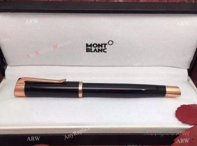 New Mont Blanc Black Precious Rose Gold Clip Rollerball Pen AAA Mont Blanc Copy